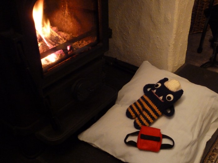 Explorer Beastie by the Fire - CrawCrafts Beasties