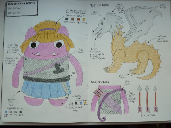 Dragon Slayer Beastie Sketches y CrawCrafts Beasties