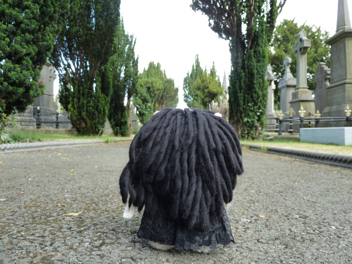 Goth Beastie Walking Through Glasnevin Cemetery - CrawCrafts Beasties
