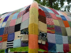 Paddy and Plunkett at the Aberdeen Yarn Bombing - H Crawford/CrawCrafts Beasties