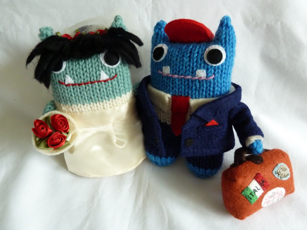 Check out that red and blue wedding colour scheme! CrawCrafts Beasties