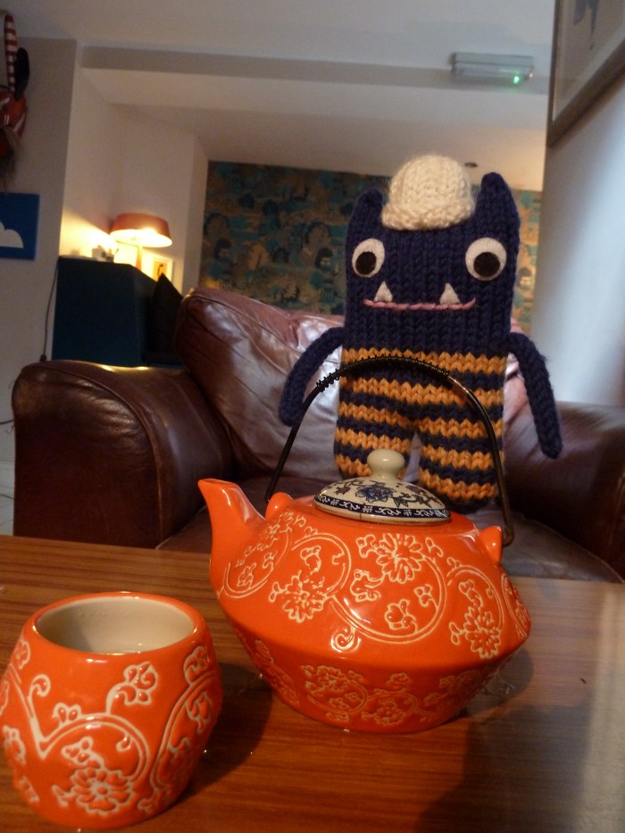 Explorer Beastie Pours the Tea - CrawCrafts Beasties