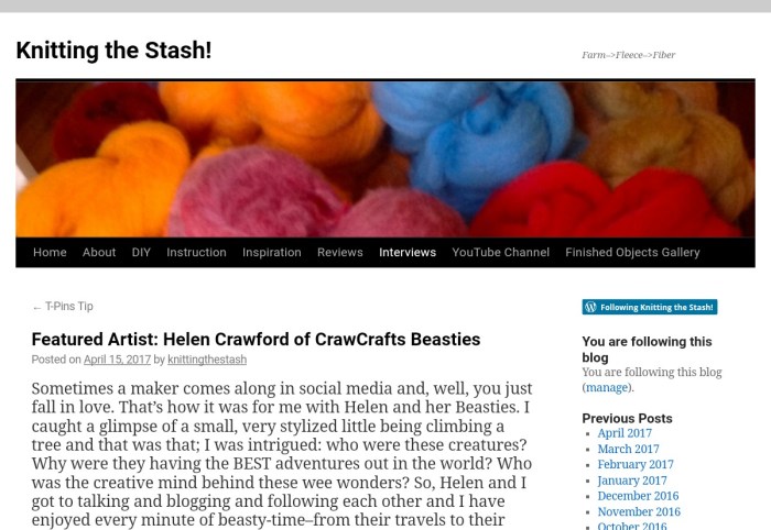 We're on Knitting the Stash! M Littlefield/CrawCrafts Beasties