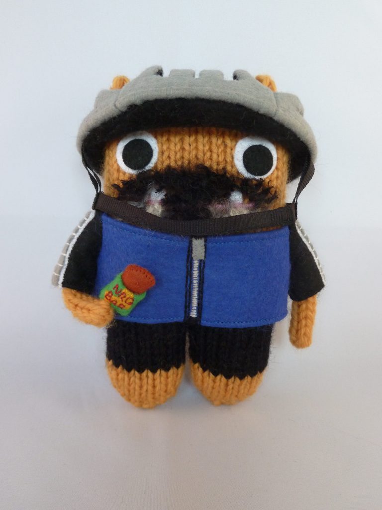 Cyclist Beastie, in proper cycling kit! CrawCrafts Beasties
