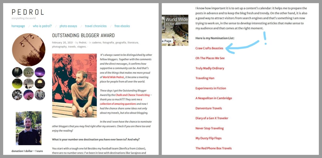 Blog Award Pedro L - CrawCrafts Beasties