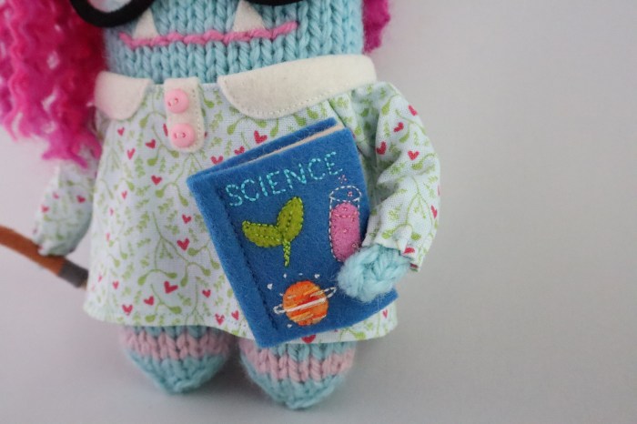 Embroidered Science Book - Sixteenth Birthday Beastie - CrawCrafts Beasties