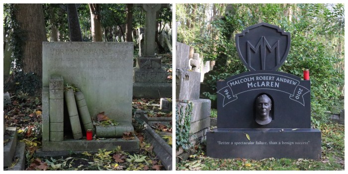 Jeremy Beadle and Malcolm McLaren at Highgate Cemetery - CrawCrafts Beasties