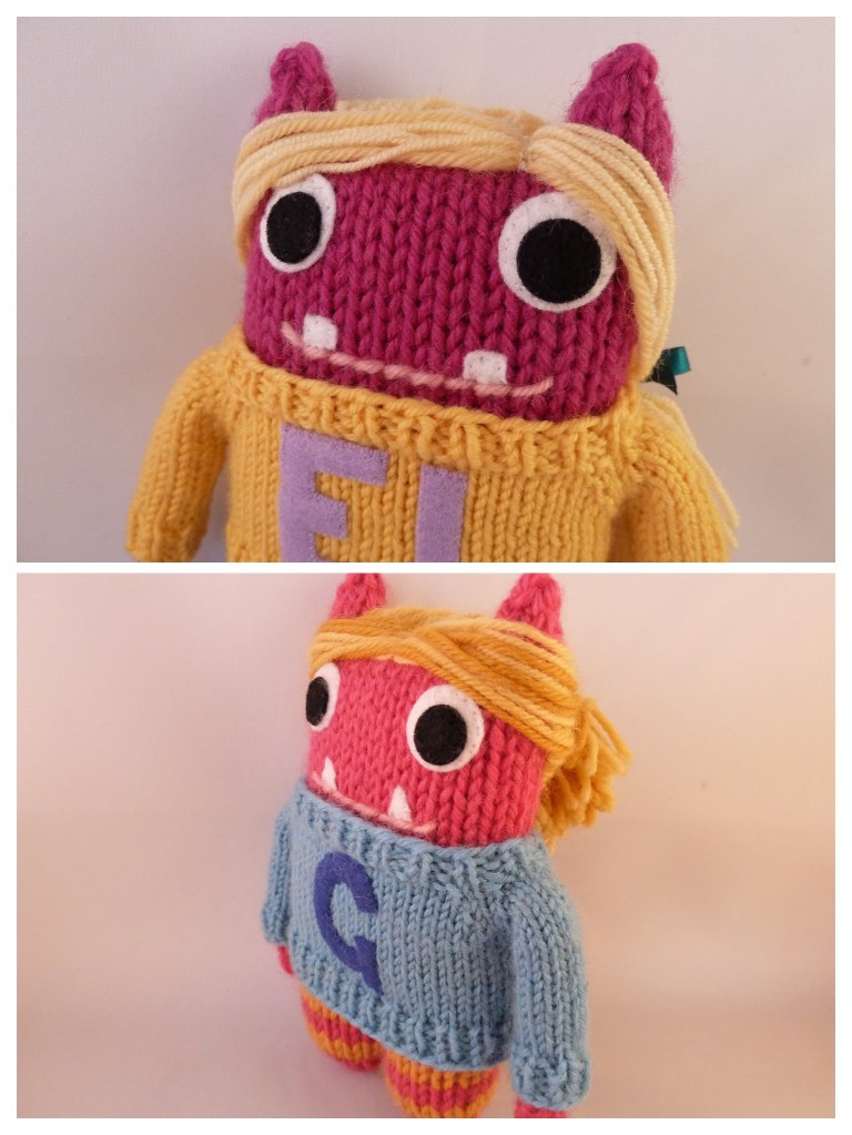 Eva Lily and Georgia - Personalised Knitted Monsters by CrawCrafts Beasties