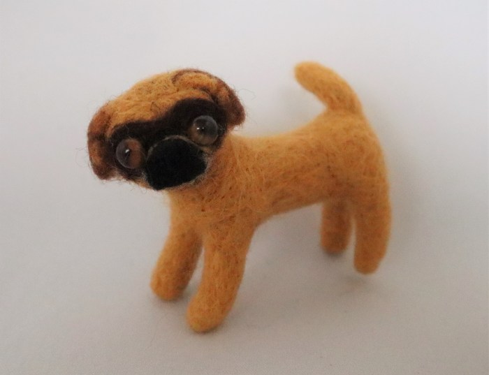 Beastie Lucy, the needle-felted Pugalier - CrawCrafts Beasties