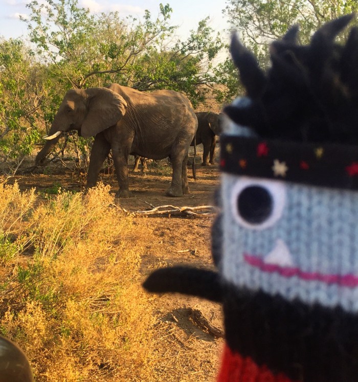 Elephants! And a photobombing Beastie - S Allen/CrawCrafts Beasties