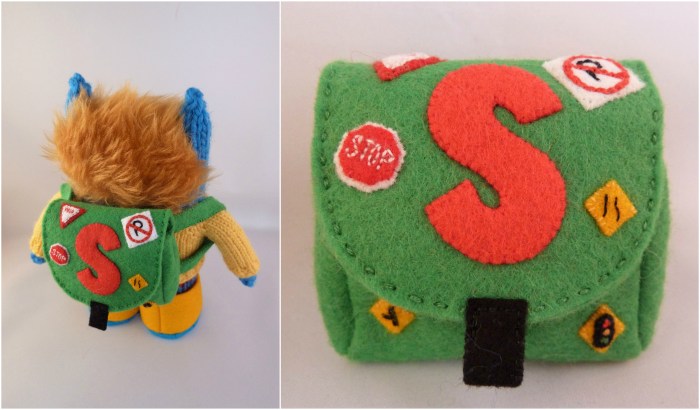 Road Sign Backpack, Embroidery and Appliqué on Felt by CrawCrafts Beasties