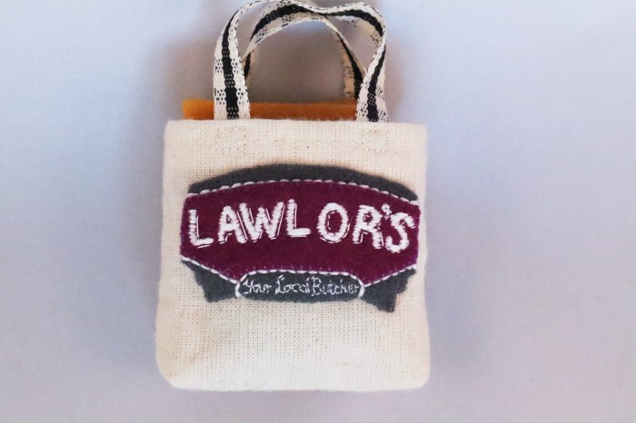 Hand-embroidered Lawlor's Butchers Bag - CrawCrafts Beasties
