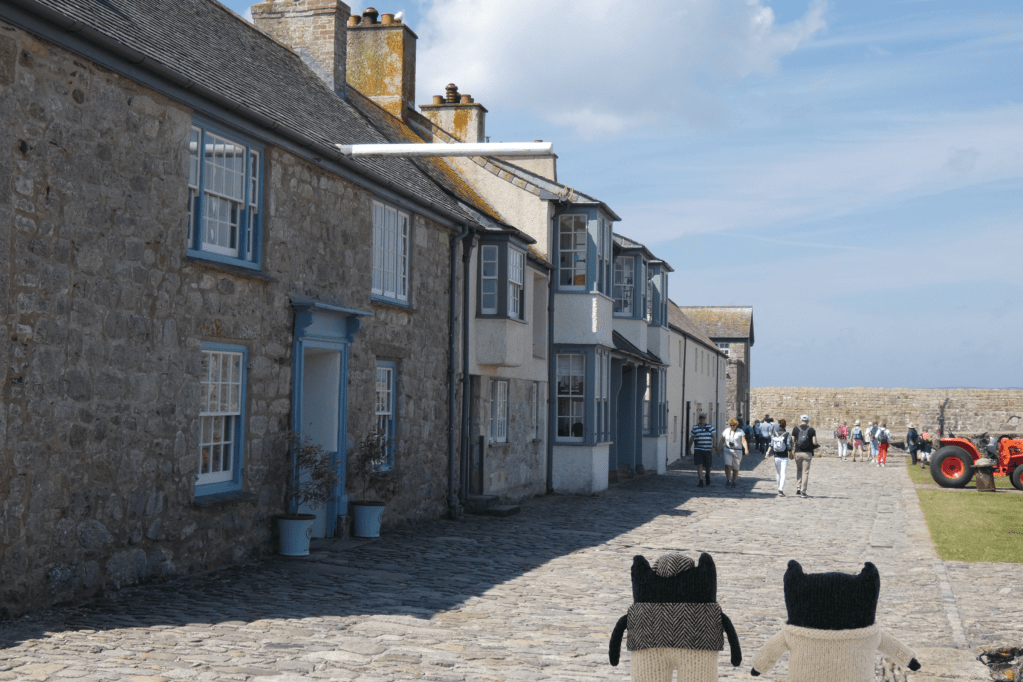 Paddy and Plunkett at the cottages, St Michael's Mount - CrawCrafts Beasties