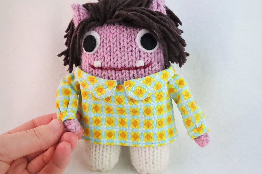 Beastie Mini-Dress with Gathered Sleeves and Wide Collar - CrawCrafts Beasties