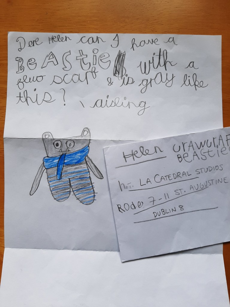 Handwritten letter with Beastie drawing! CrawCrafts Beasties