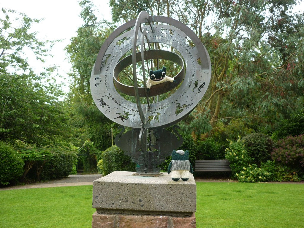 Paddy interprets the Armillary Sphere - Carnfunnock Time Garden - CrawCrafts Beasties